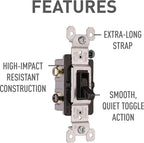Legrand 15 Amp 3-Way Residential Toggle Light Switch, Black 1 Pack