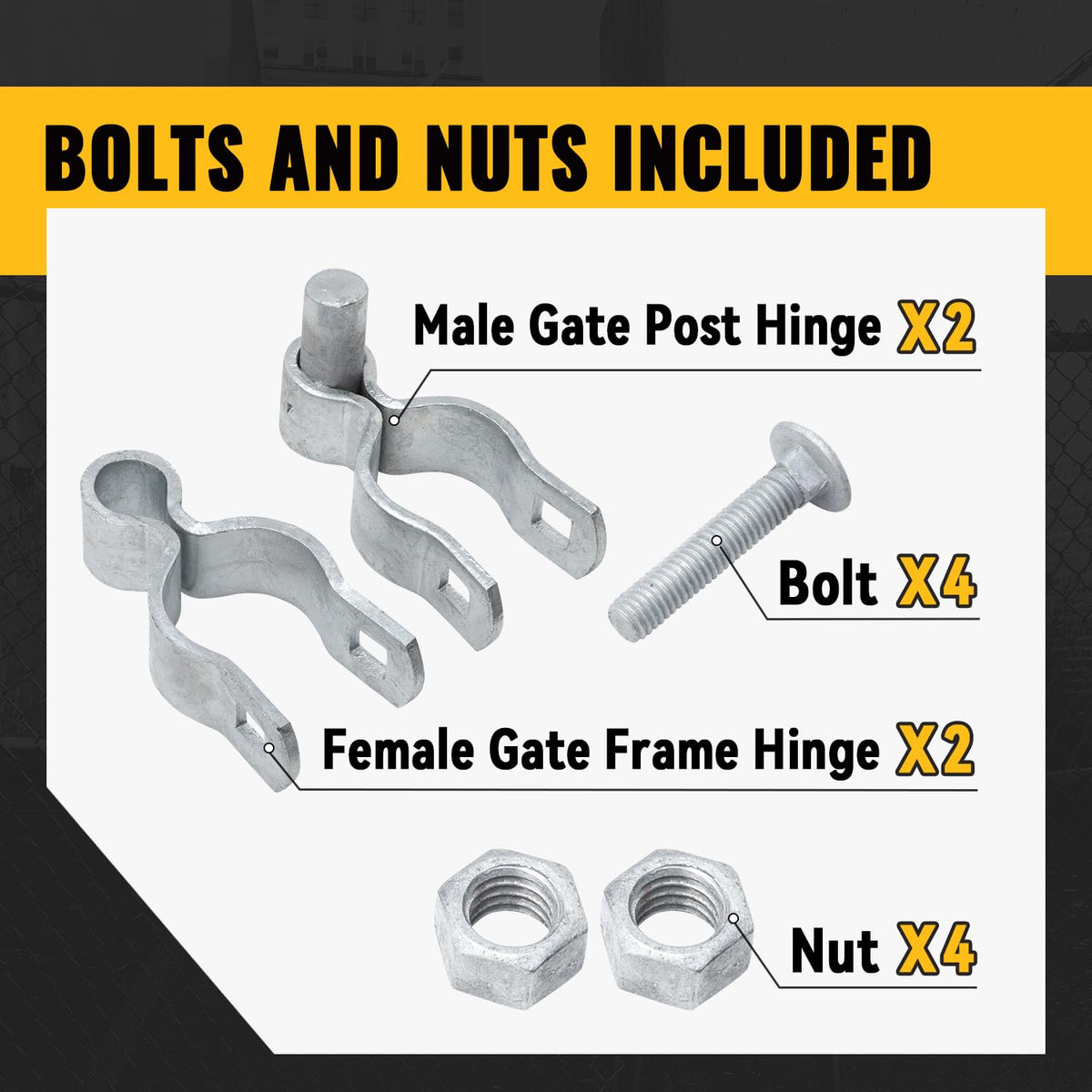 1-3/8" Chain Link Fence Gate Hinge Kit, Pipe Gate Hinge, 2 Set