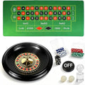 Casino Night Complete Game Set Include 16'' Green Roulette Wheel 35" X 16" Rubber Tabletop Layout Mat, 100 Chips