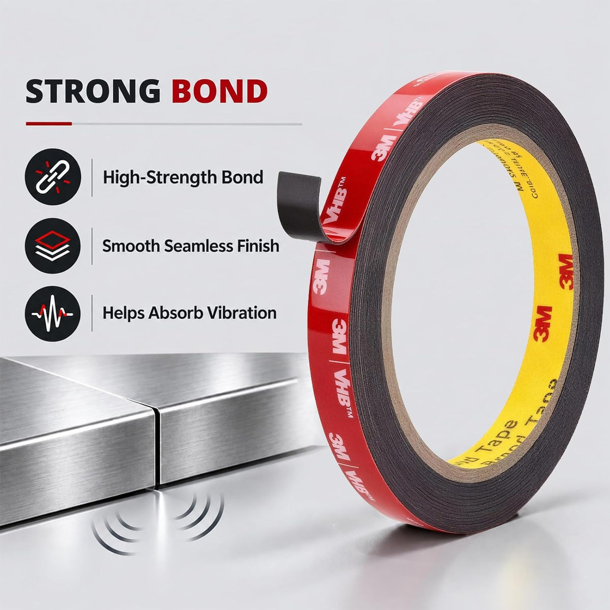 3M 5925 Double Sided Tape, 2 in x 16.4 ft Heavy Duty Foam Tape