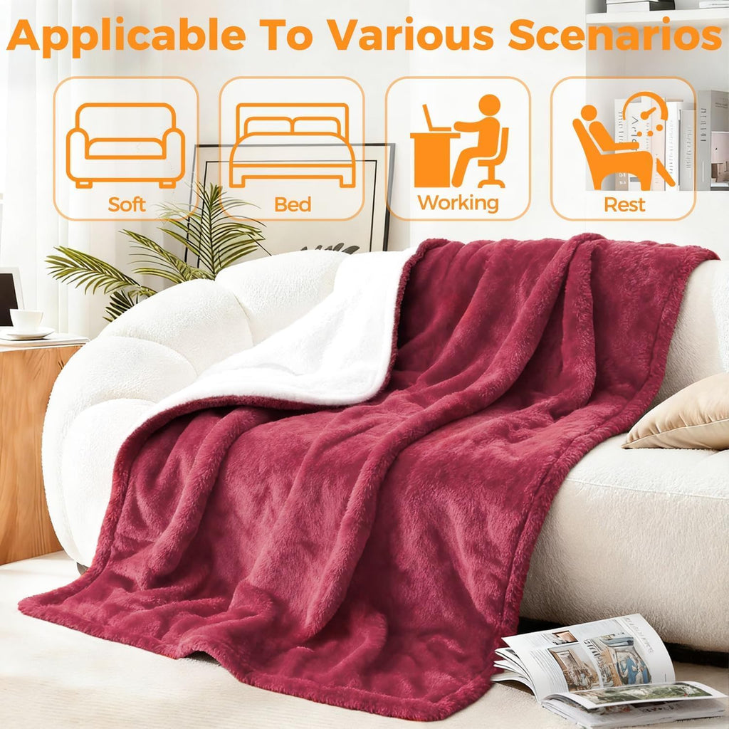 Heated Blanket Electric Throw, 50" x 60" Heating Blanket with 5 Levels & 10 Hours Auto Off, Extremely Soft Flannel