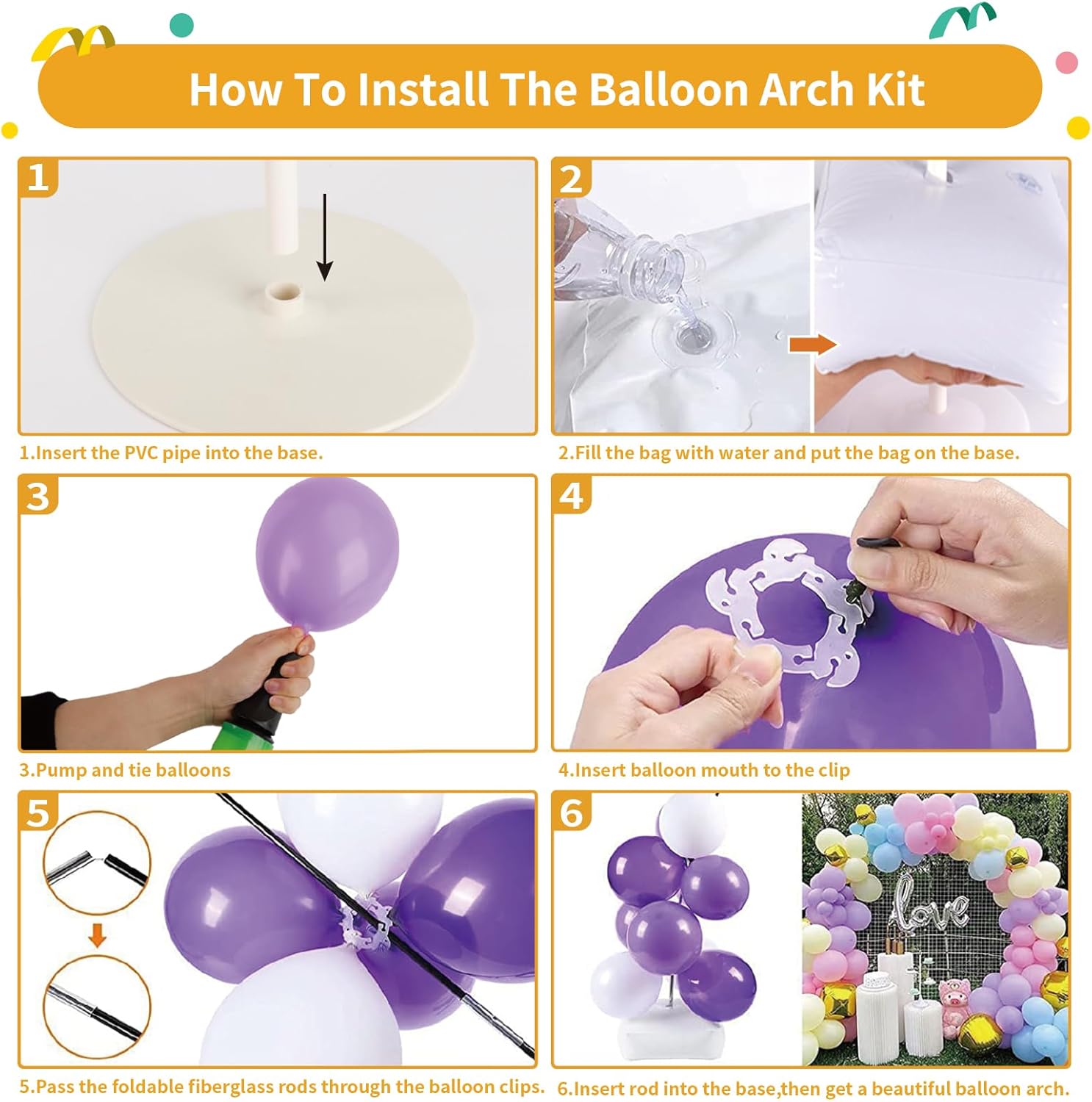 Balloon Arch Kit, 8ft Tall & 9ft Wide Adjustable Balloon Arch Frame Stand with 2 PVC Bases,2 Water Fillable Bags