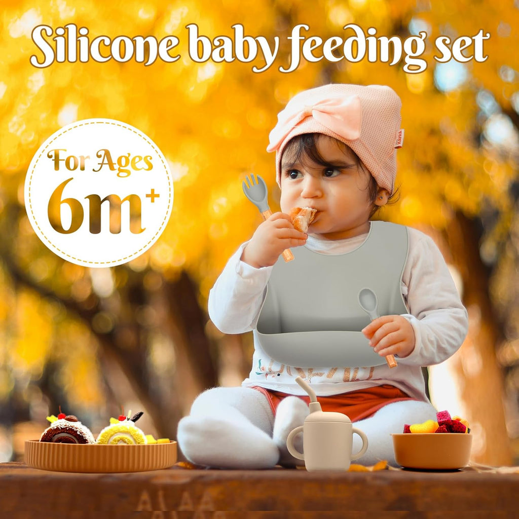 Silicone Baby Feeding Set 21 Pcs, Baby Led Weaning Supplies, Baby Feeding Supplies Set BPA Free, Essentials for