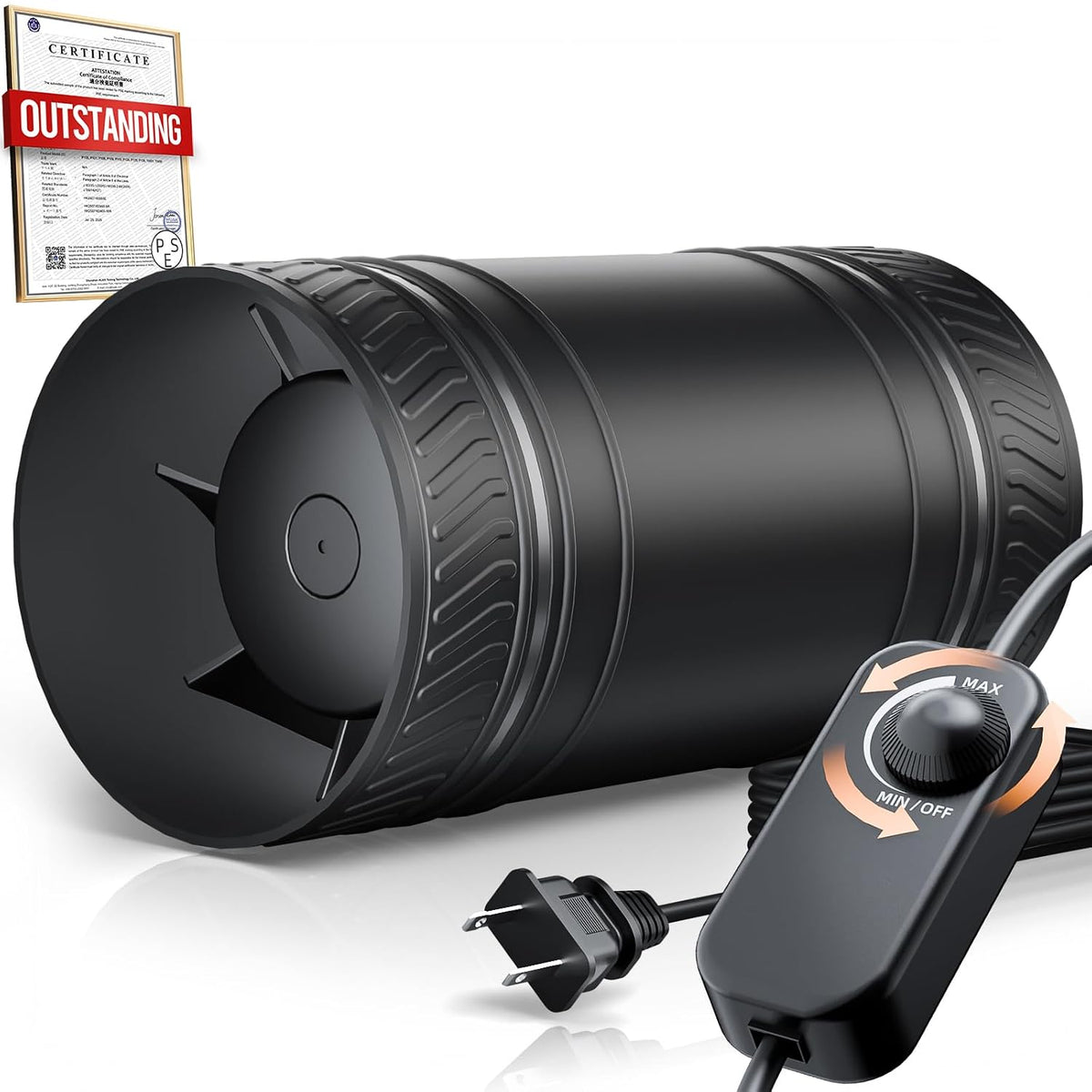 Inline Duct Fan with Speed Controller Furnace&Parts Accessories HVAC Fans