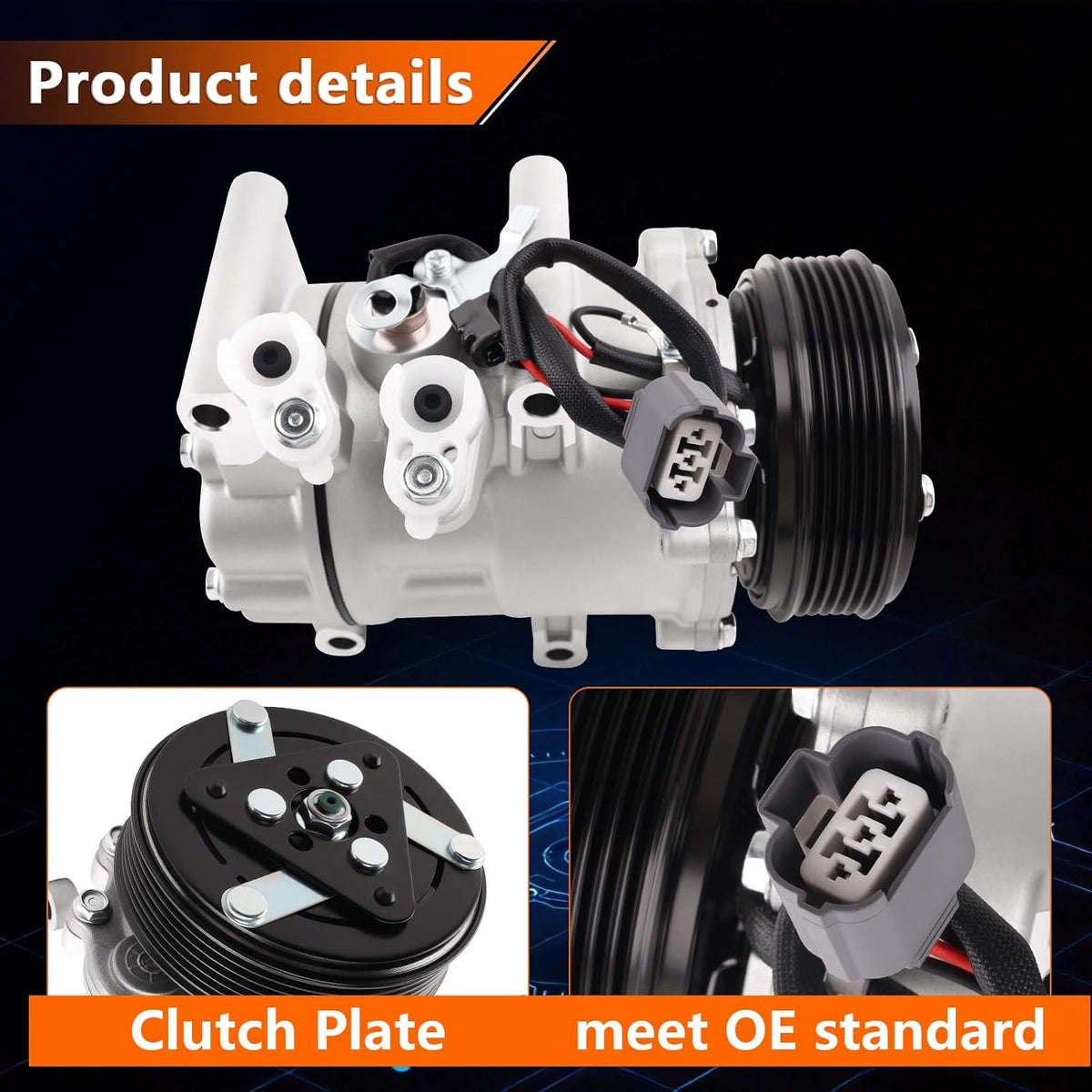Air Conditioner AC Compressor with A/C Clutch for 2002-2005 Civic 1.7L