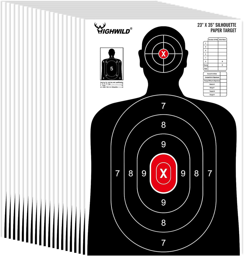 Shooting Range Silhouette Paper Target - 23X35 Inches - Suitable for Handguns, Rifles, Airguns, BB Guns