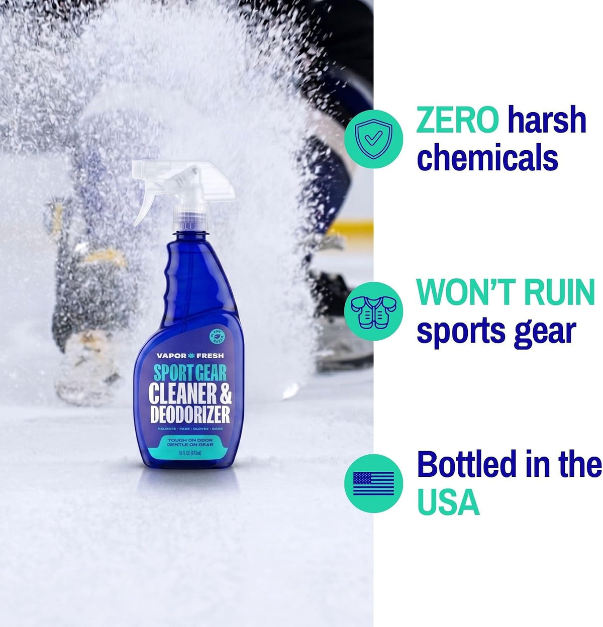 Sports Gear Cleaner and Deodorizer Spray, 16oz (1 Pack)