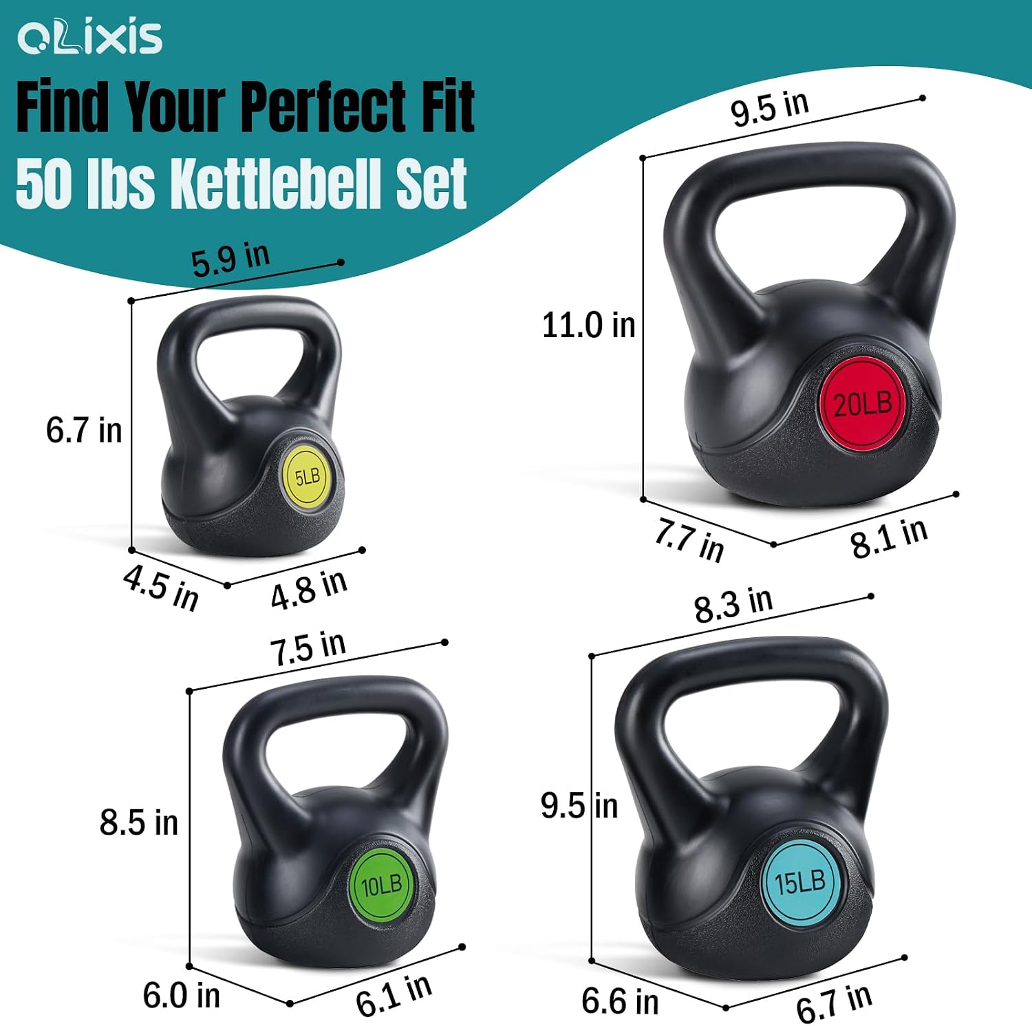 Hard Kettlebell Sets Strength Training KettleBells Weight Set | Coated Concrete Kettlebells, Wide Handle & Bottom