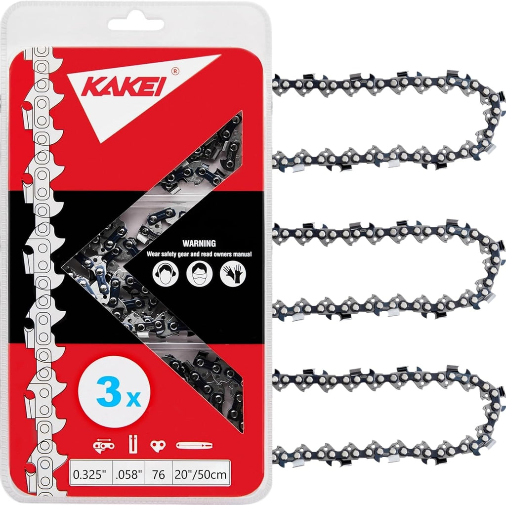 20 Inch Chainsaw Chain .325" Pitch .058" Gauge 76 Drive Links Fits VEVOR, Supmix 62cc, NEOTEC NCS6200, WEMARS 6220G