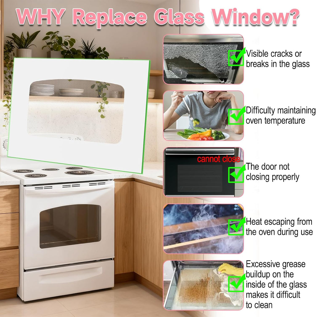 LXun Upgrad WB56T10187 Outer Oven Door Glass,21.5*29.3in WB56T10187 Oven Door Glass Compatible with GE Oven Part for GE WB56T10187 Exterior Glass Panel 1166039 AP3868863 PS1016178 EAP1016178 Oven Glas