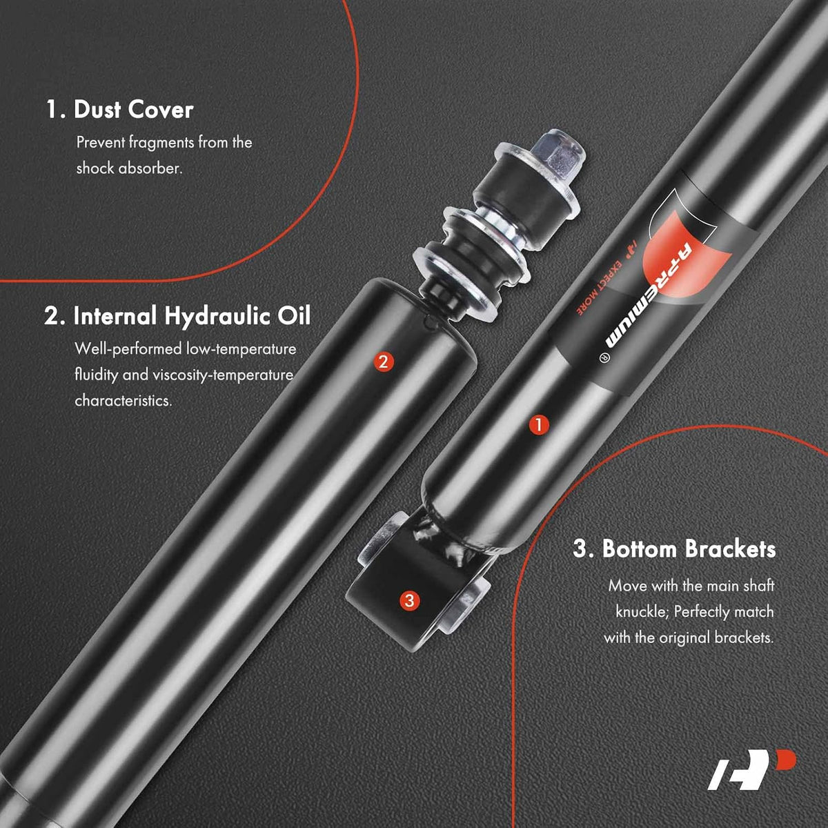 A-Premium Rear Shock Absorbers, Set of 2 - Compatible with Toyota