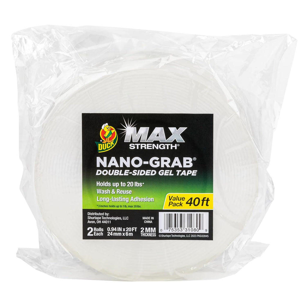 Max Strength Double-Sided Tape with Nano-Grab Technology, 2 Rolls