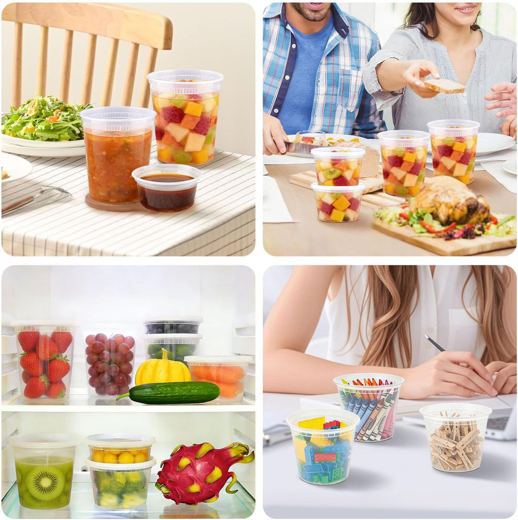 60 Sets Deli Containers with Lids Disposable Plastic Food Storage