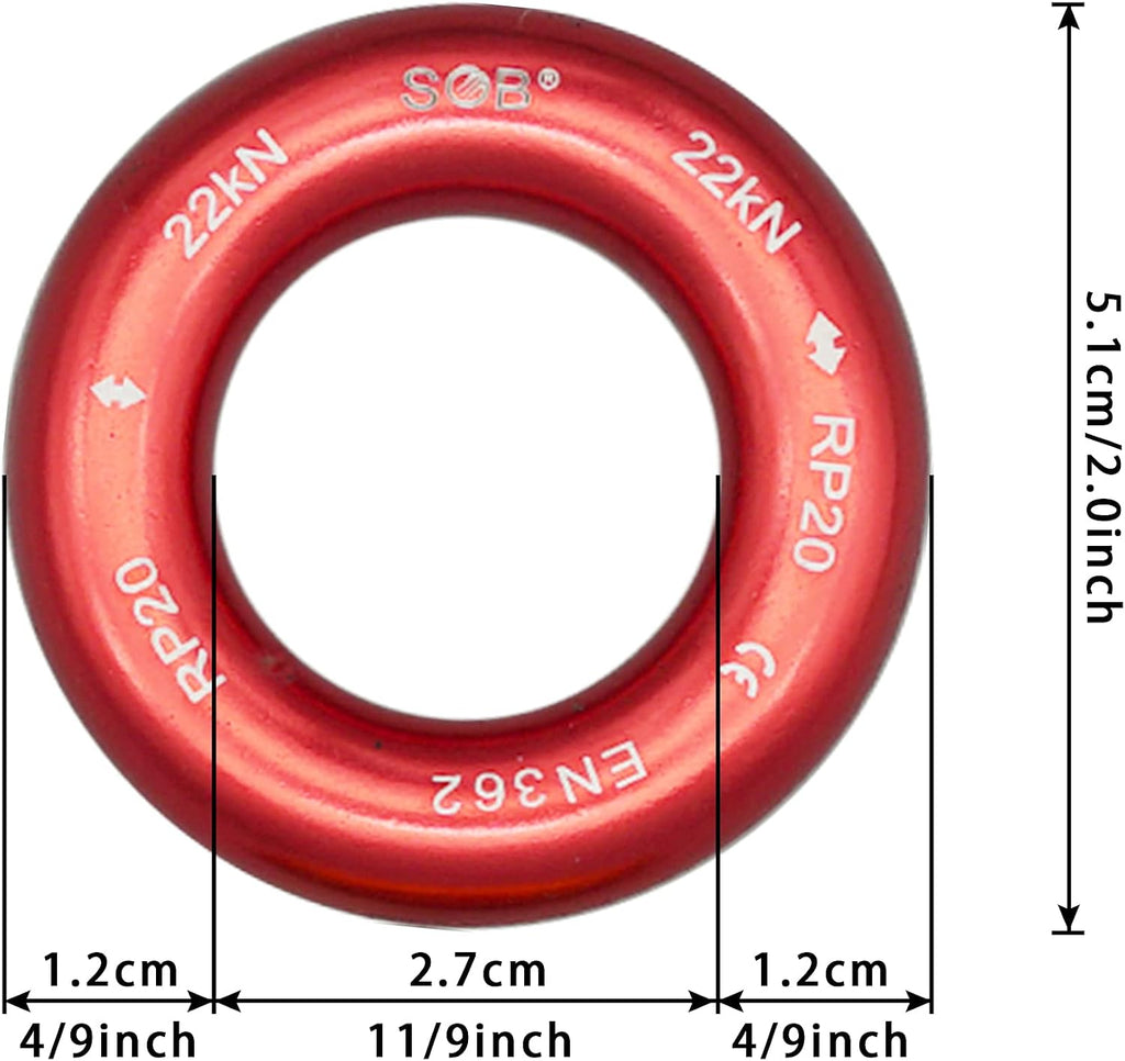 Aluminum Rappel Ring Climbing Ring 40KN/22KN Pack of 2 for Rock Climbing Arborist Rescue Connection Point