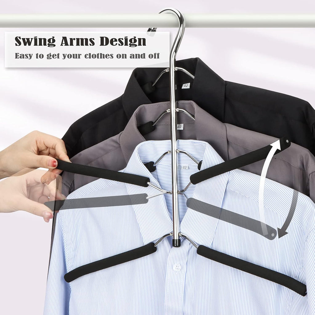 Hangers Space Saving Clothes Hanger 2 Packs | Non Slip Padded Coat Hanger 5 Layers Heavy Duty Stainless Steel Sweater