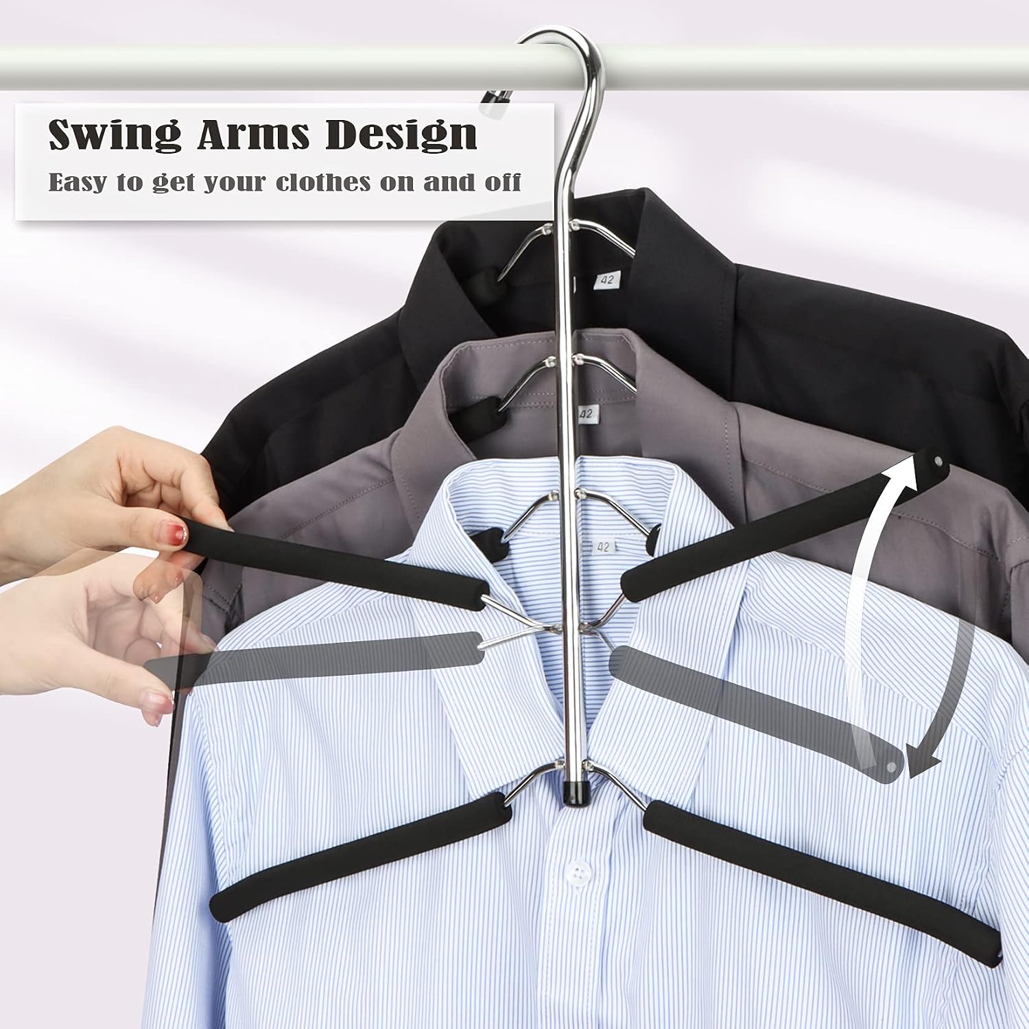 Hangers Space Saving Clothes Hanger 2 Packs | Non Slip Padded Coat Hanger 5 Layers Heavy Duty Stainless Steel Sweater