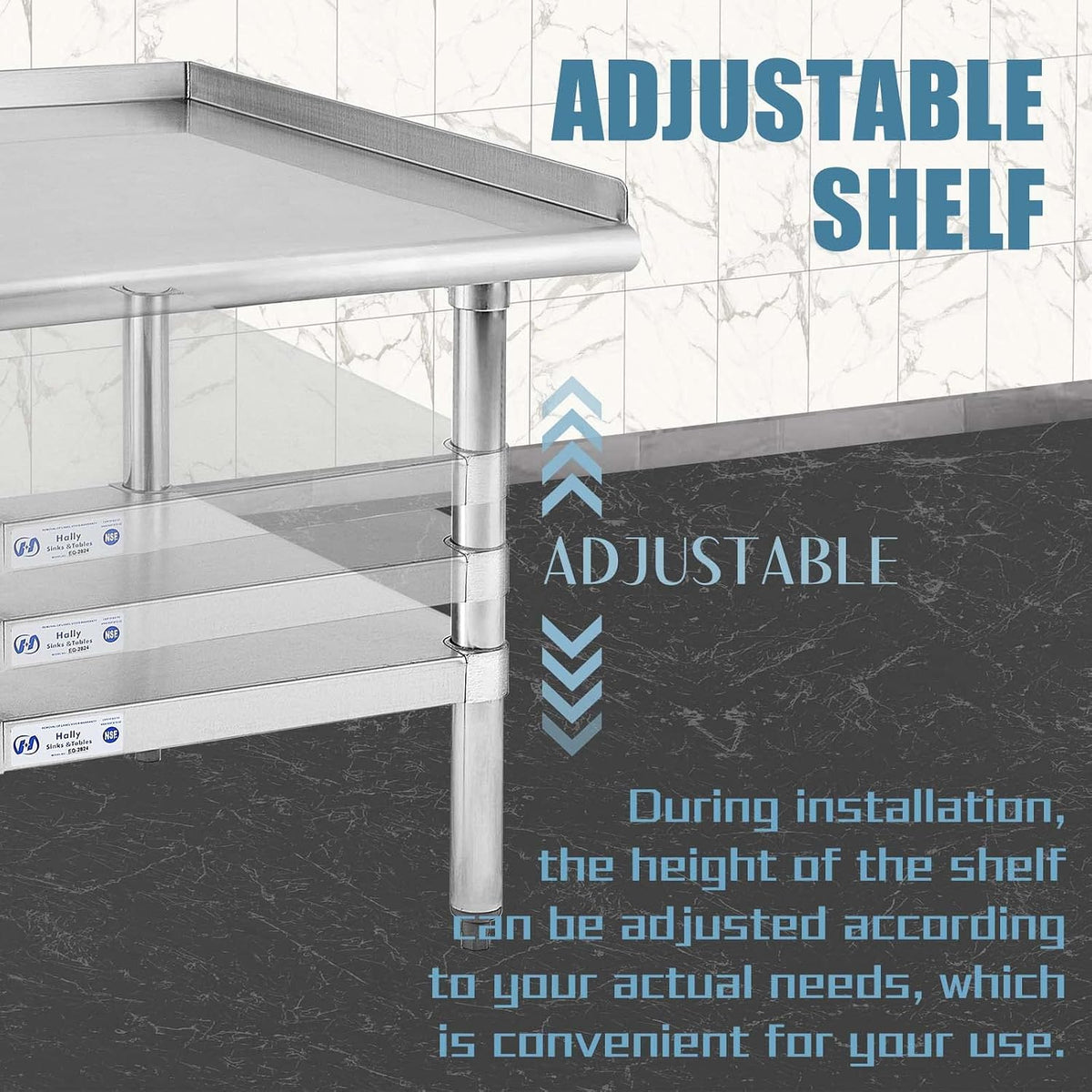 Hally Stainless Steel Equipment Stand 28"x24" Commercial Prep & Work Table