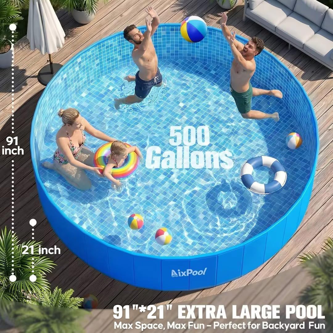 2026 Large Foldable Pool,Non-Inflatable Pool for Adult,Foldable Swimming Pool,Plastic Kiddie Portable