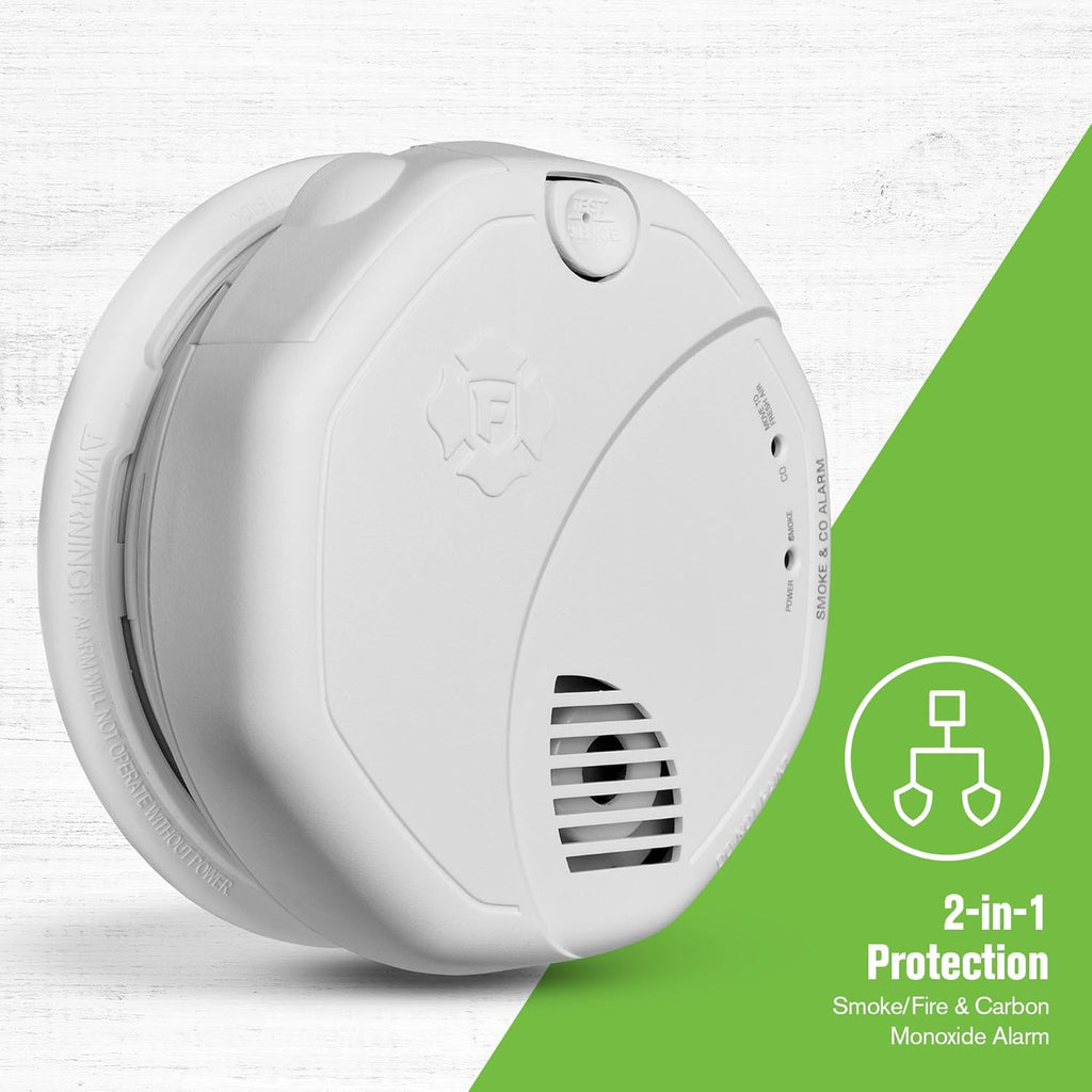 Combination Smoke & Carbon Monoxide Alarm, Battery Operated Detector with Test & Silence Button, SMCO100, 1-Pack,White