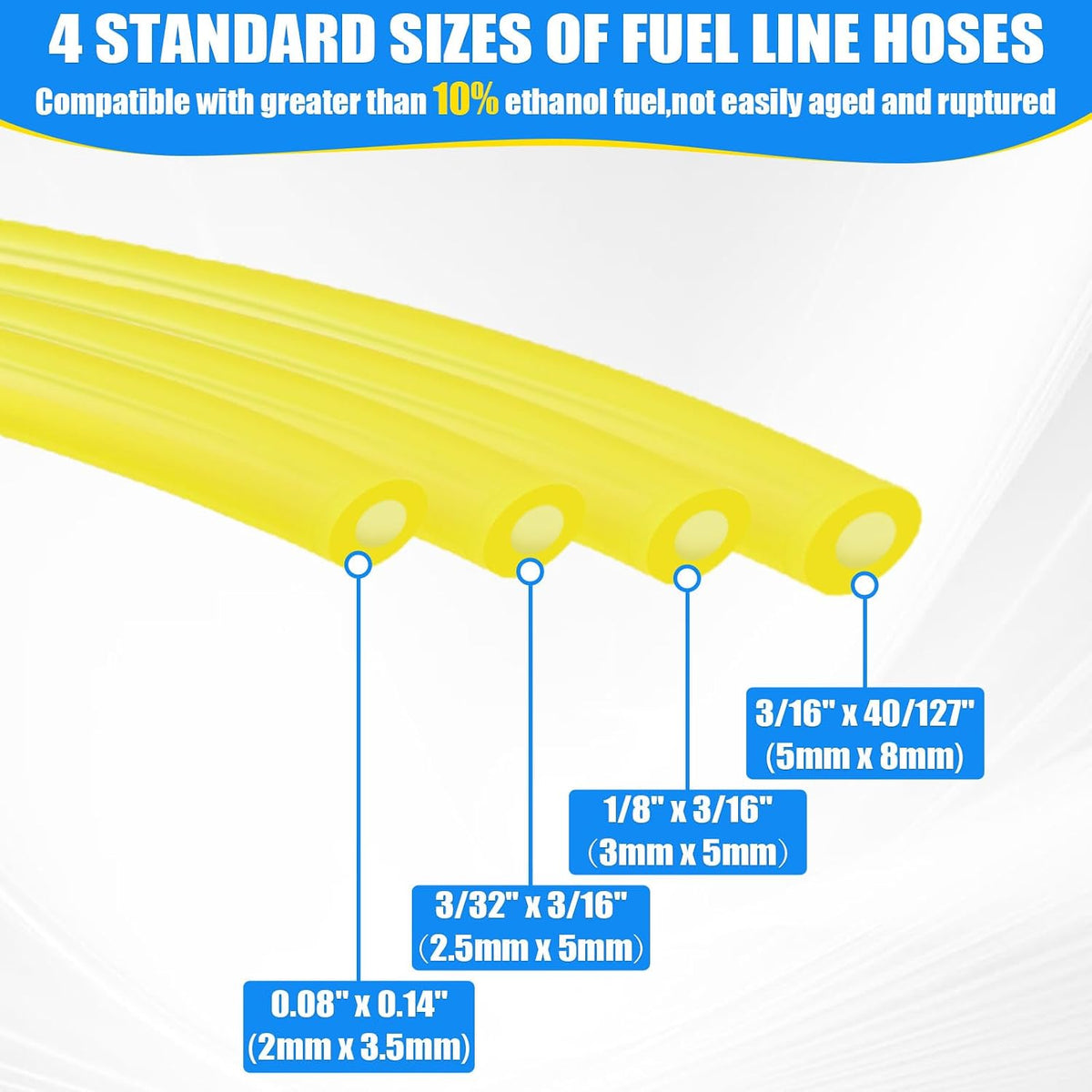 Podoy Tygon Fuel Line Kit 4 Sizes, 4 FT Chainsaw Fuel Line Repair Kit