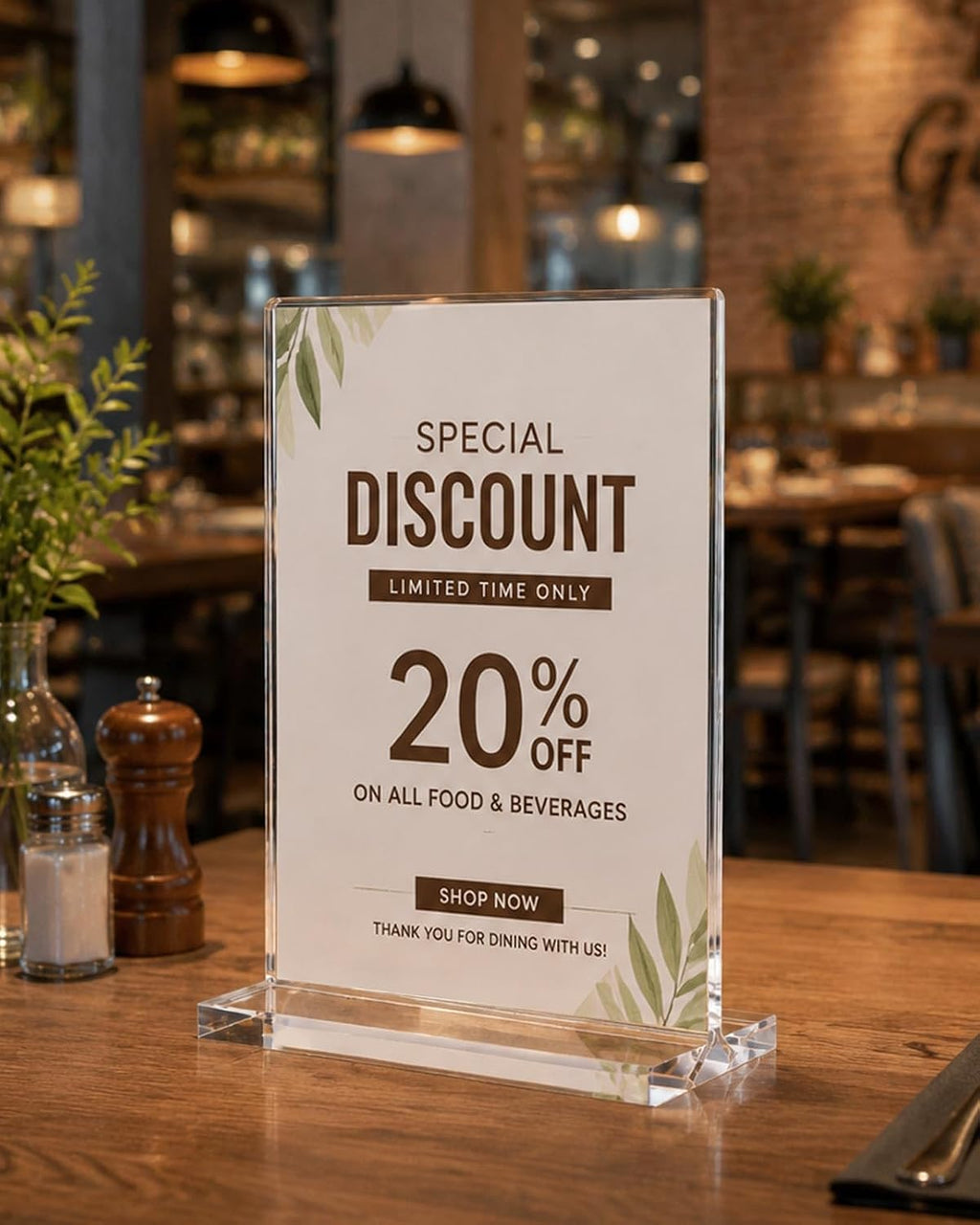 Acrylic Sign Holder 2 Pcs Double Sided Acrylic Stands 6 x 8 in Vertical Clear Display Sign Stand Store Sign Holder