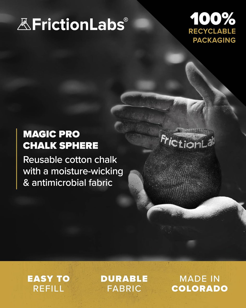 Magic Chalk Ball, Premium Gym Chalk Ball in Refillable Sock | Refillable Chalk Sock, Non-Toxic Gym Chalk for