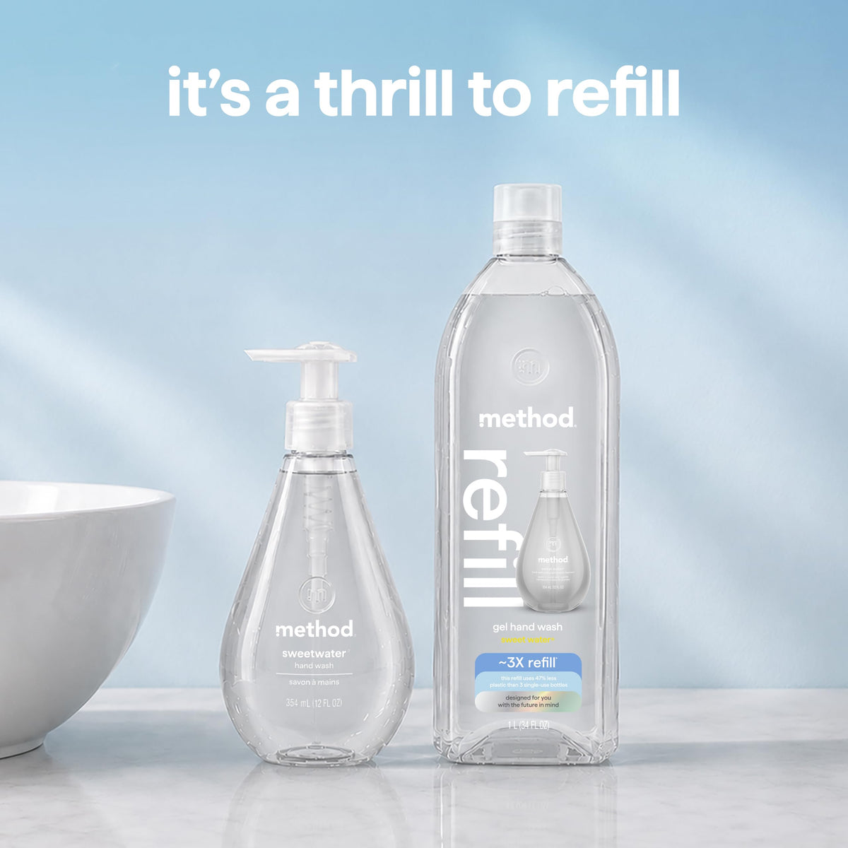 Gel Hand Wash Refill, Sweet Water, 34 fl oz