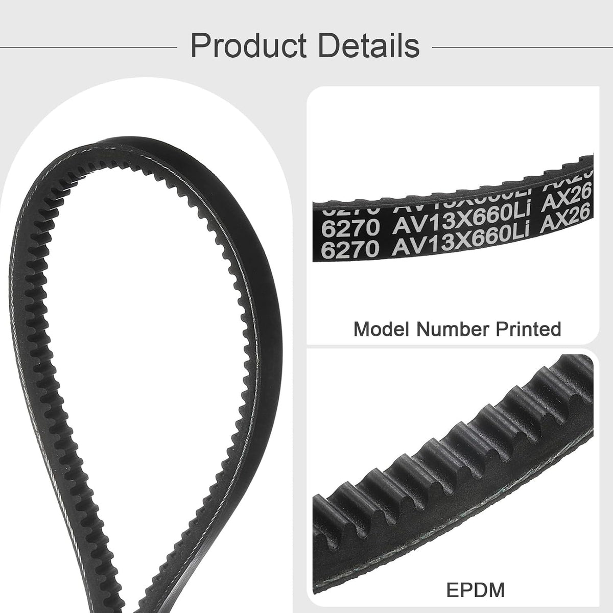 uxcell AX26 EPDM V-Belt, Raw Edge Cogged Industrial Rubber V Belt 1/2" Width x 26" Inside Circumference
