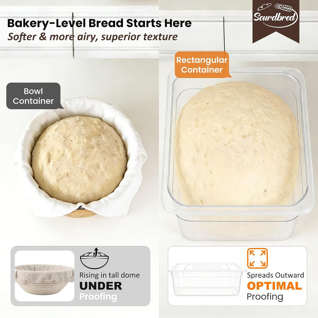Dough Proofing Container, 2 Pack with 5Qt Large Capacity Holds Up to 6.6Lb of Dough, BPA-Free Tray with Lid Dough