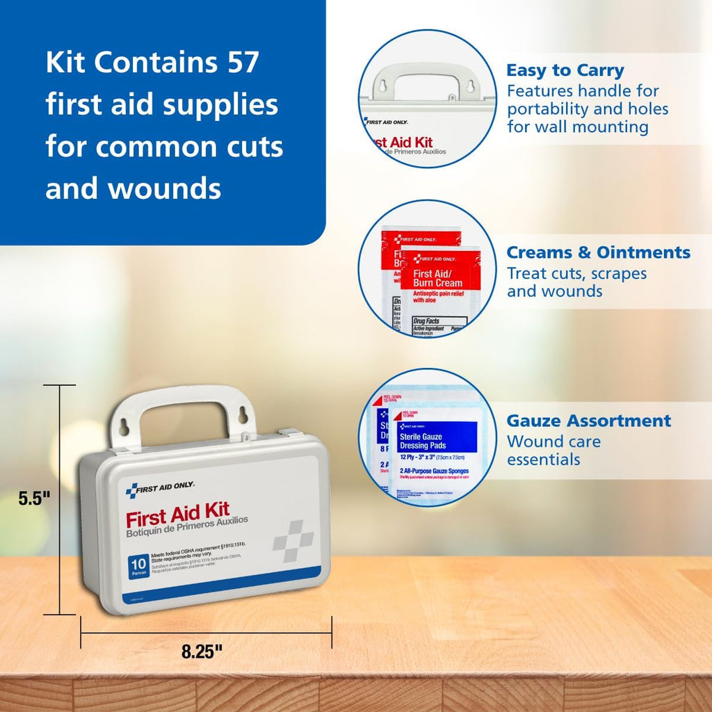 6060 All-Purpose 10-Person Emergency First Aid Kit for Business, Worksite, Home, and Car, 57 Pieces