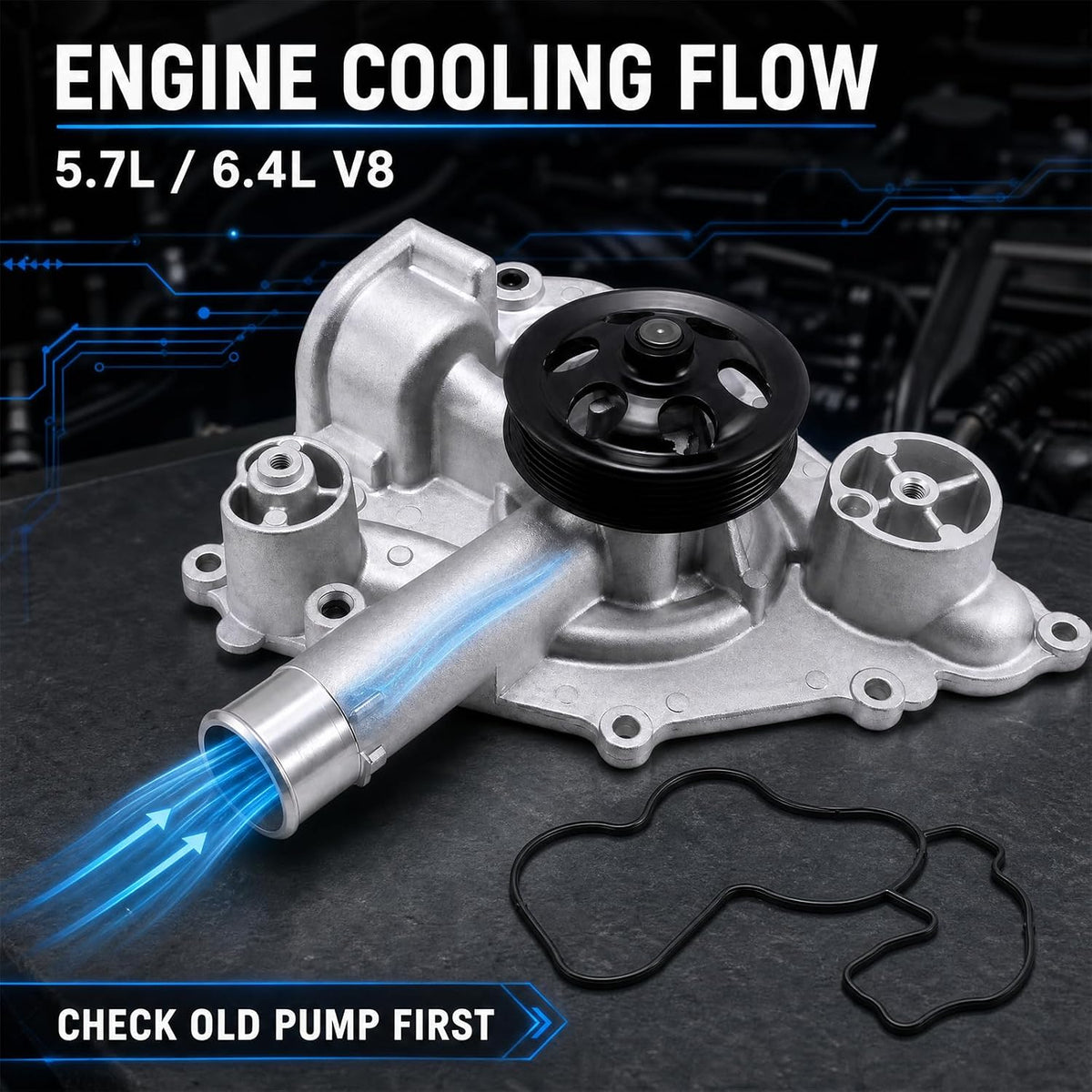 Engine Water Pump V8 for Chrysler 300 2011-2020, Dodge Challenger, Charger 2011-2020, Durango 11-20, Grand Cherokee 2012-2020 OE#AW6653