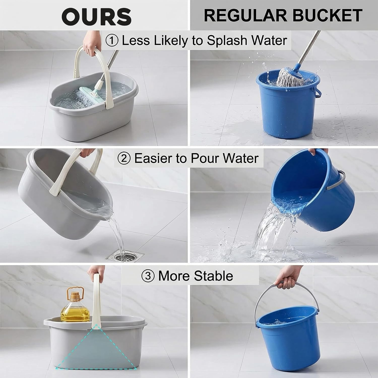 4.5 Gallon Cleaning Bucket, Good Grips Household Mop Bucket for Cleaning Supplies, Cleaning Caddy Organizer Basket