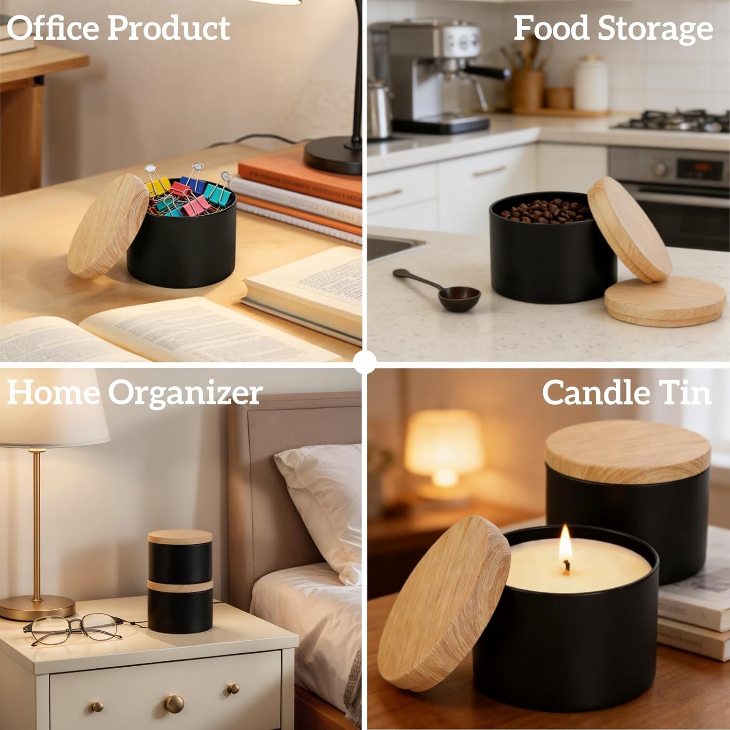 24 Pack 8 OZ Candle Tins, Matte Black Candle Container with Lids, Round Metal Jars for Making Candles, Bulk Empty