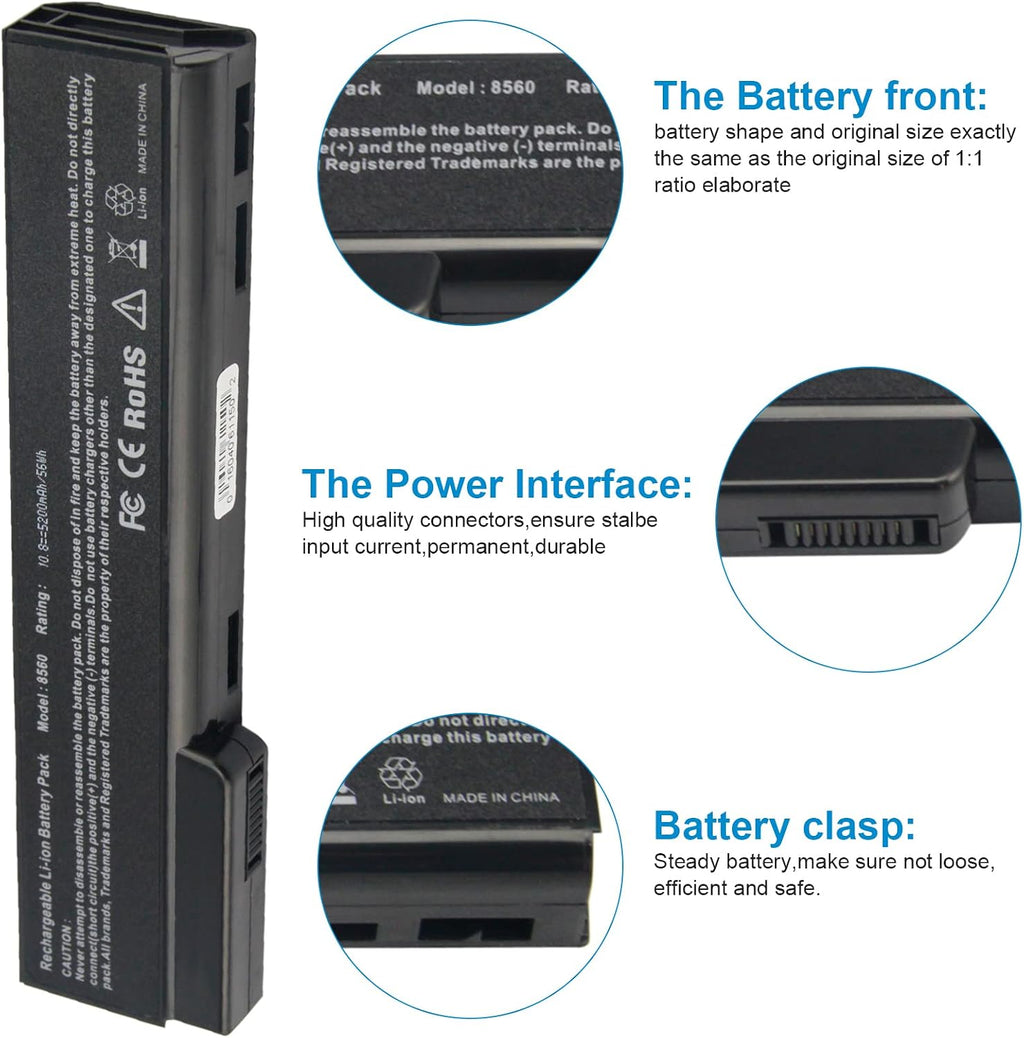 8460p Laptop Battery for HP EliteBook 8460w 8470p 8470w 8560p 8570p 8770P; HP ProBook 6360B 6460B 6465B 6470B 6560B 6565B 6570B Notebook, CC09 CC06 QK642AA 628666-001 630919-421 HSTNN-F08C HSTNN-OB2G