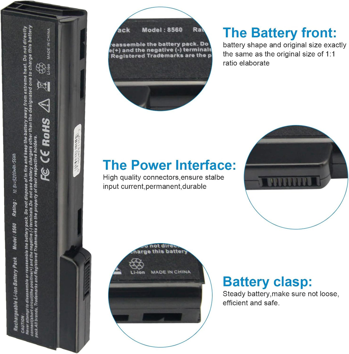 8460p Laptop Battery for HP EliteBook 8460w 8470p 8470w 8560p 8570p 8770P; HP ProBook 6360B 6460B 6465B 6470B 6560B 6565B 6570B Notebook, CC09 CC06 QK642AA 628666-001 630919-421 HSTNN-F08C HSTNN-OB2G