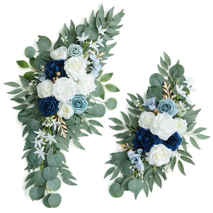 Artificial Dusty Blue Wedding Arch Flower Swags Set of 2 for Welcome Signs Floral and Wedding Reception Ceremony
