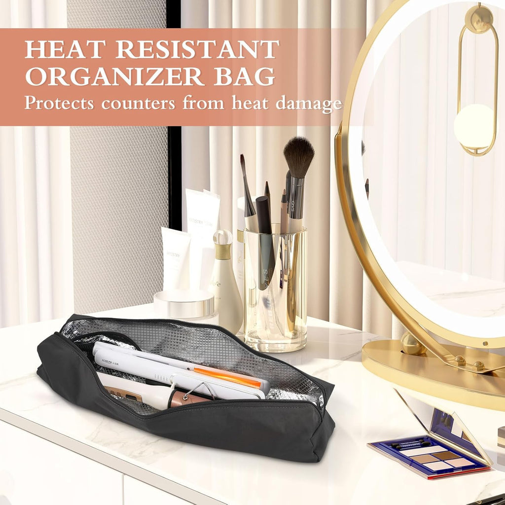 Professional Hot Hair Tools Organizer Bag Portable Travel Heat Resistant Storage Case Pouch for Curling Irons, Flat