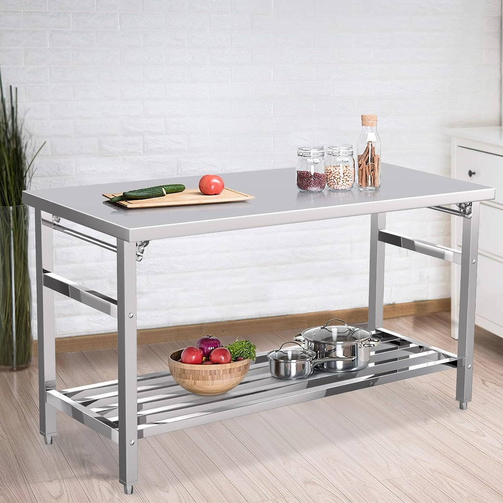 60" X 24" Stainless Steel Folding Table, No Installation Required