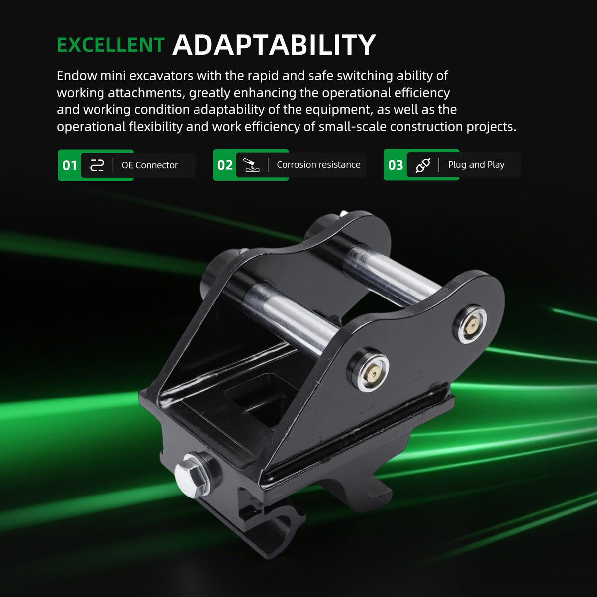 Mini Excavator Quick Coupler, 25mm, for 0.8-2 tons Mini Excavators