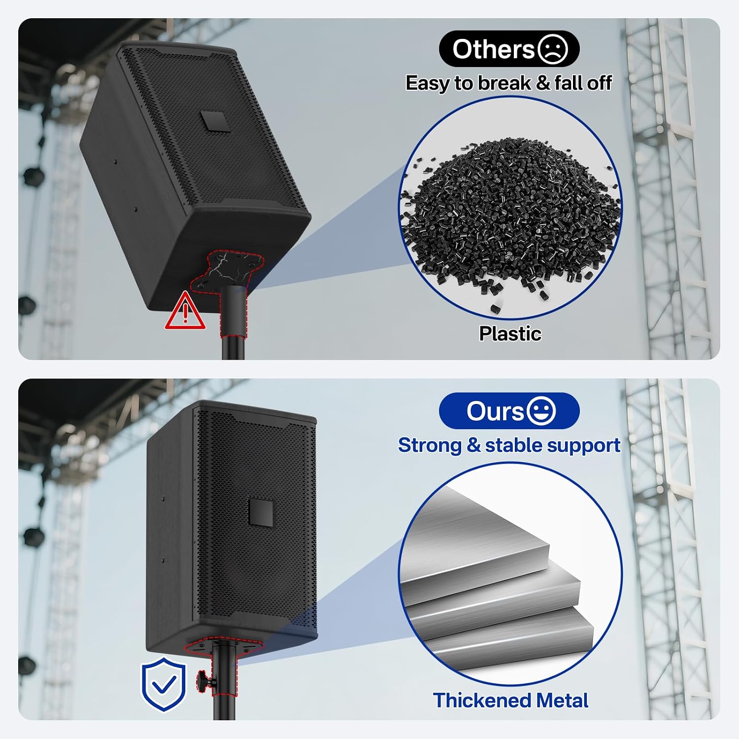 Universal 35mm Speaker Adapter Bracket for Pro Audio DJ/PA Speaker Stand Adapter - Metal Speakers Stand Mounting