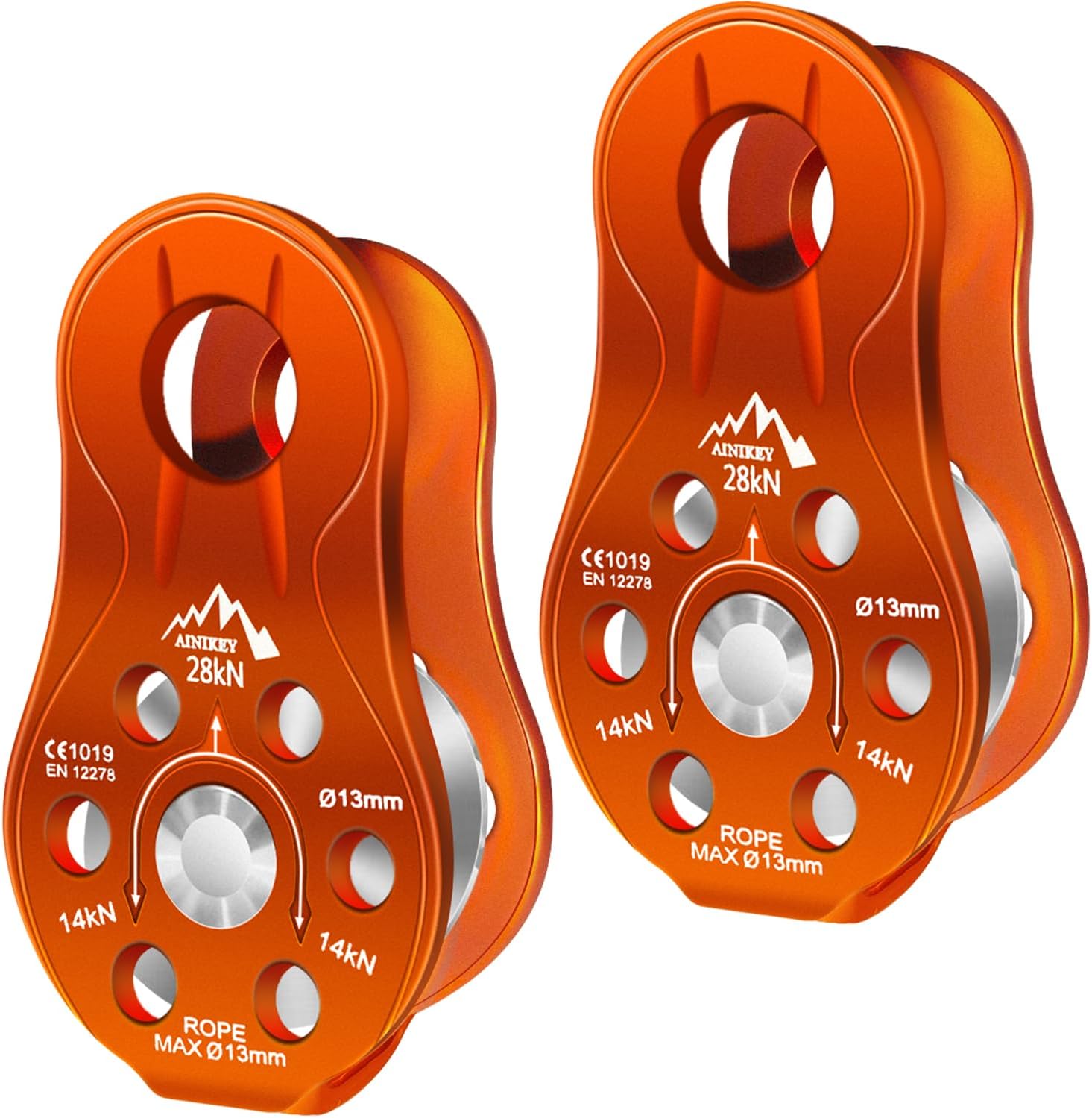 Fixed Plate Micro Pulley, 28KN CE Certified General Purpose Small Aluminum Rope Pulleys Slack Tender for
