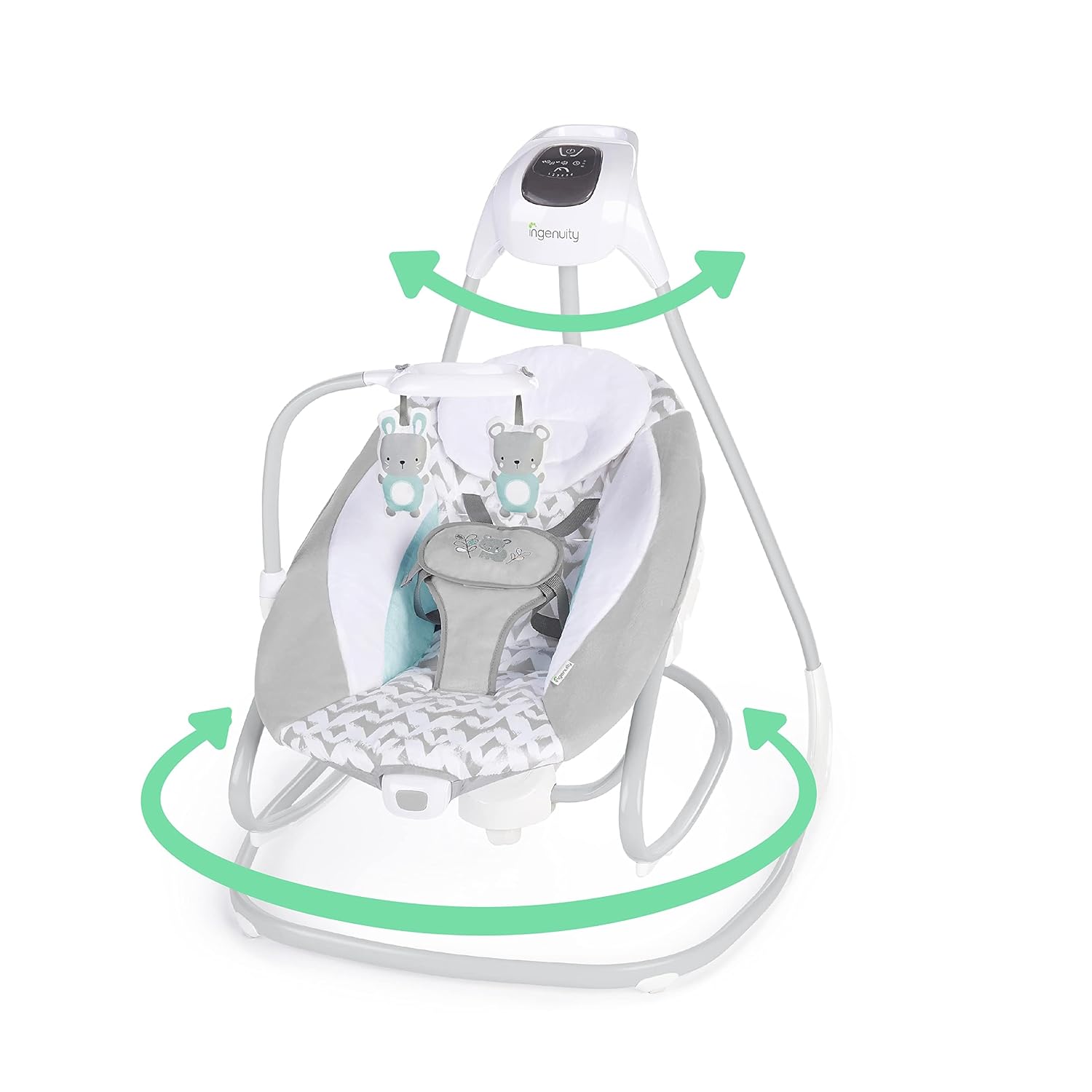 2-in-1 SimpleComfort Lightweight Compact 6-Speed Multi-Direction Baby Swing & Rocker, Vibrations & Nature Sounds, 0-9