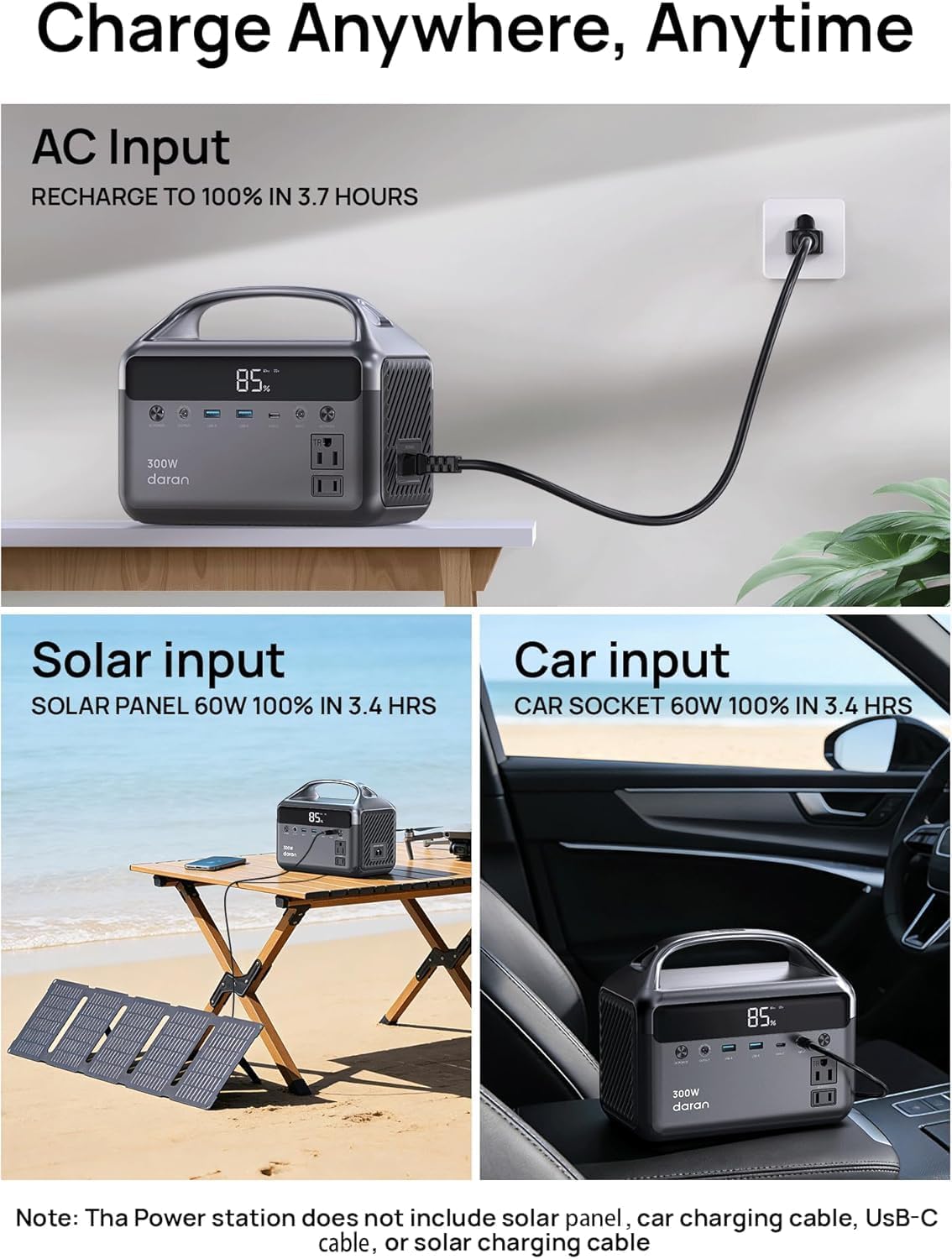 Solar Generator with Solar Panel, Portable Power Station 192Wh, 300W | 600W Surge, Solar Power Bank with AC Outlets