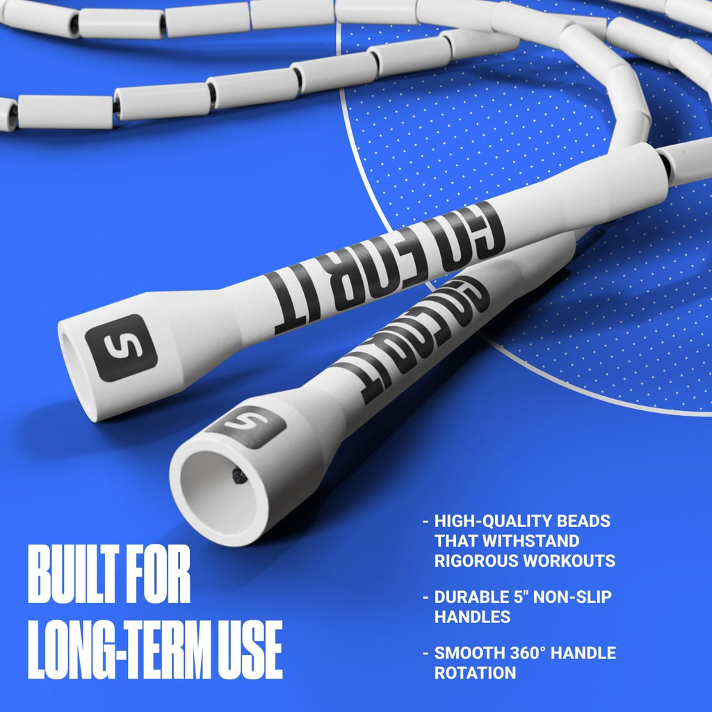 Custom-Fit Beaded Jump Rope – Adjustable Length for Kids & Adults, Men & Women – Durable Fitness Rope for Gym & Home