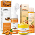 Turmeric Wash and Care 3 Pcs Set: Turmeric Face Wash, Toner & Face Cream | Turmeric Foaming Facial Cleanser for Face