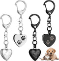4 Pcs Pet Urn Keychain for Dog Ashes Heart Shaped Dog Ashes Keychain Stainless Steel Pet Ashes Keepsake Paw Print