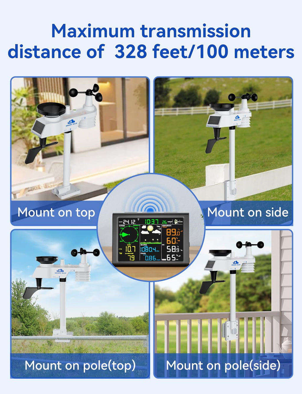 Wireless Weather Station, Equipped with Outdoor Wireless sensors, Atomic Clock, rain Gauge, Wind Speed/Direction,Moon