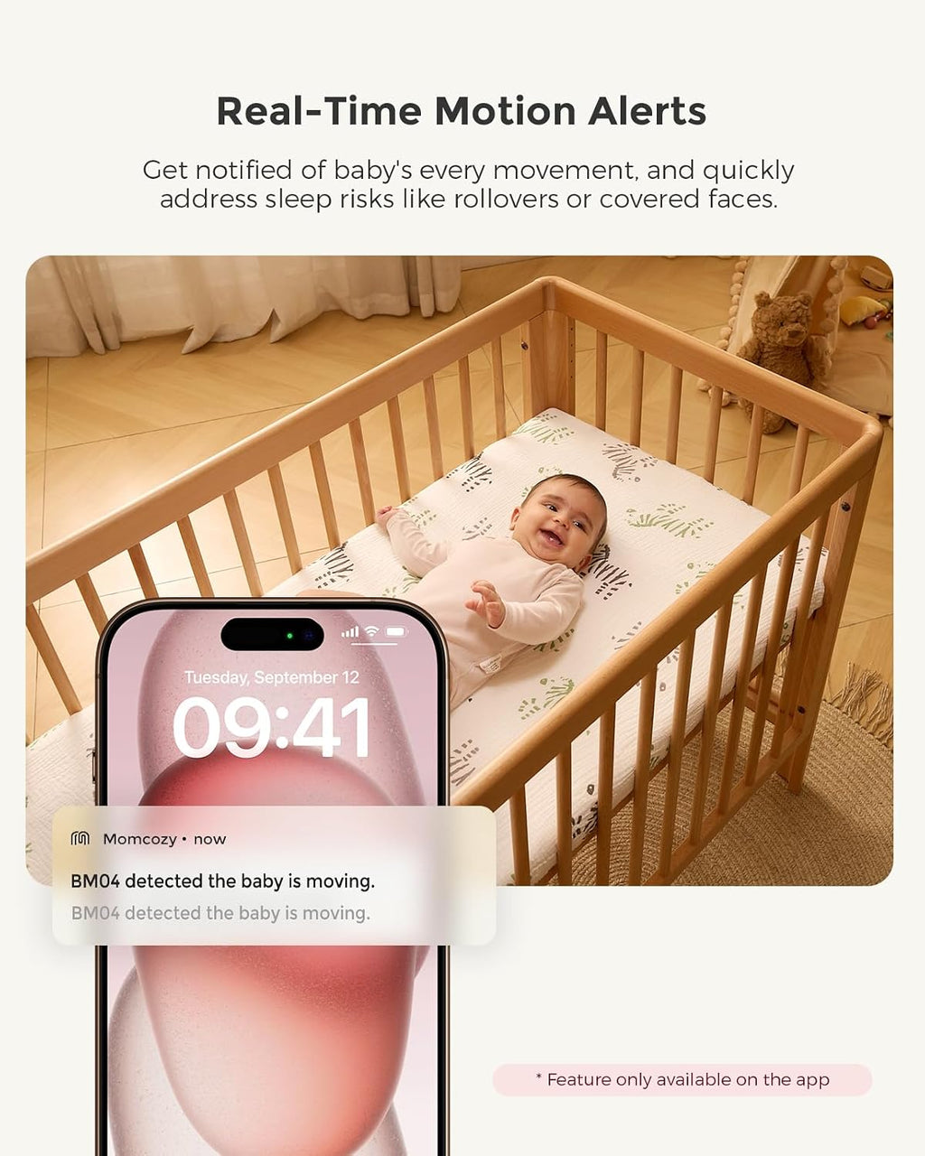 Smart WiFi Baby Monitor with Camera and Audio,5" 1080P & Wall Mount | Electric Safe Fence, Motion & Sound & Cry