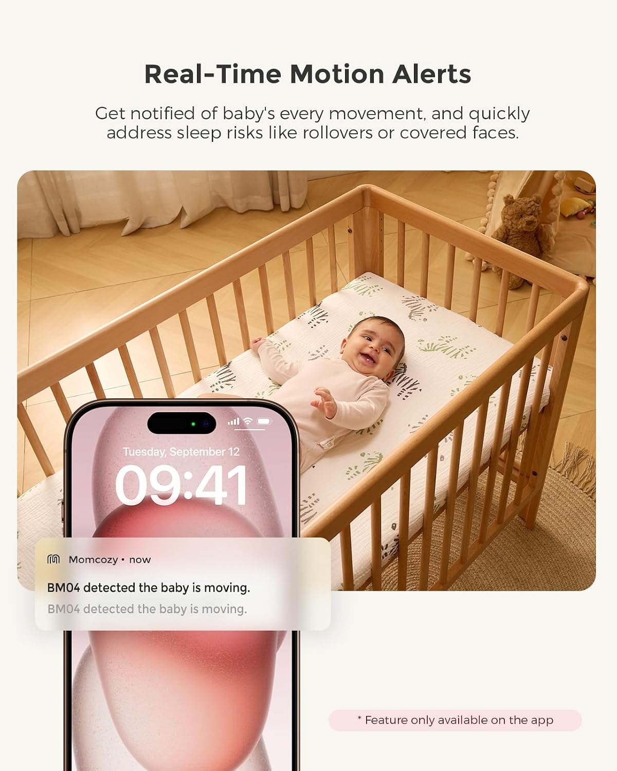 Smart WiFi Baby Monitor with Camera and Audio,5" 1080P & Wall Mount | Electric Safe Fence, Motion & Sound & Cry