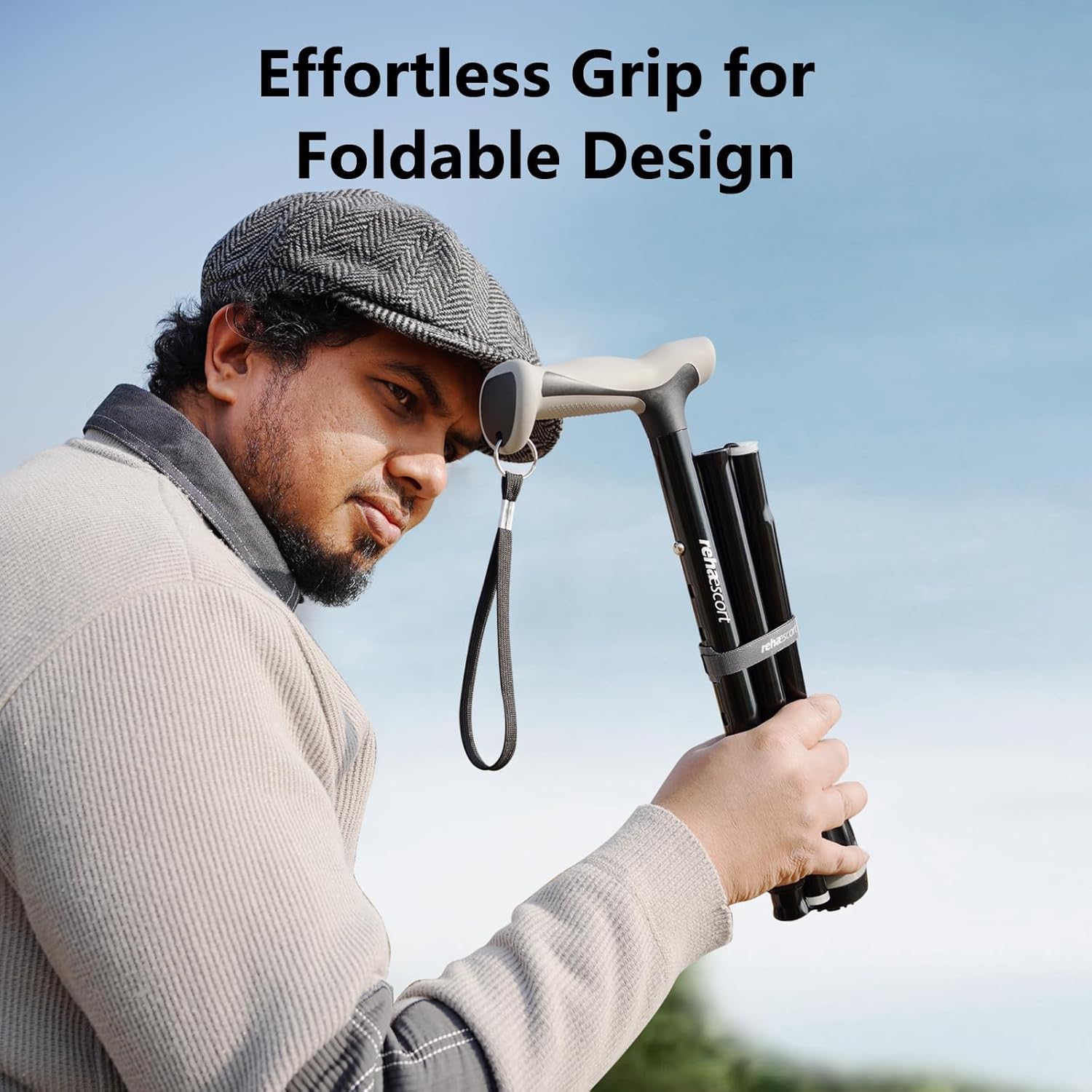 Walking Cane, Folding, Adjustable, Lightweight, Walking Canes for Men & Women, Soft Ergonomic Handle, Heavy Duty All